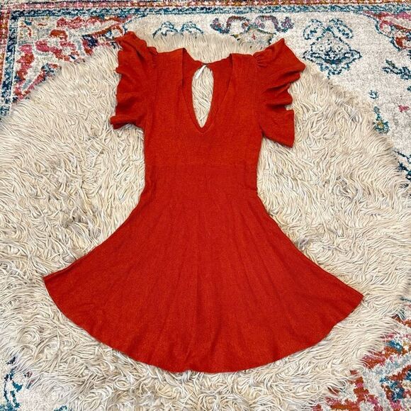 Free People Cozy Nights Burnt Red Orange Boho dress size medium - Picture 3 of 8